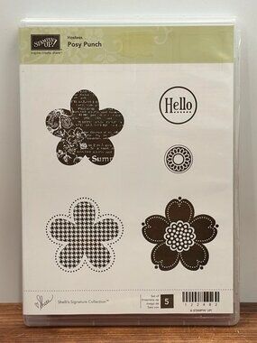 STAMPIN' UP! 122482 POSY PUNCH CLEAR MOUNTED RUBBER STAMP SET FLOWER FLORAL